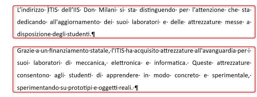 Paragrafi evidenziati